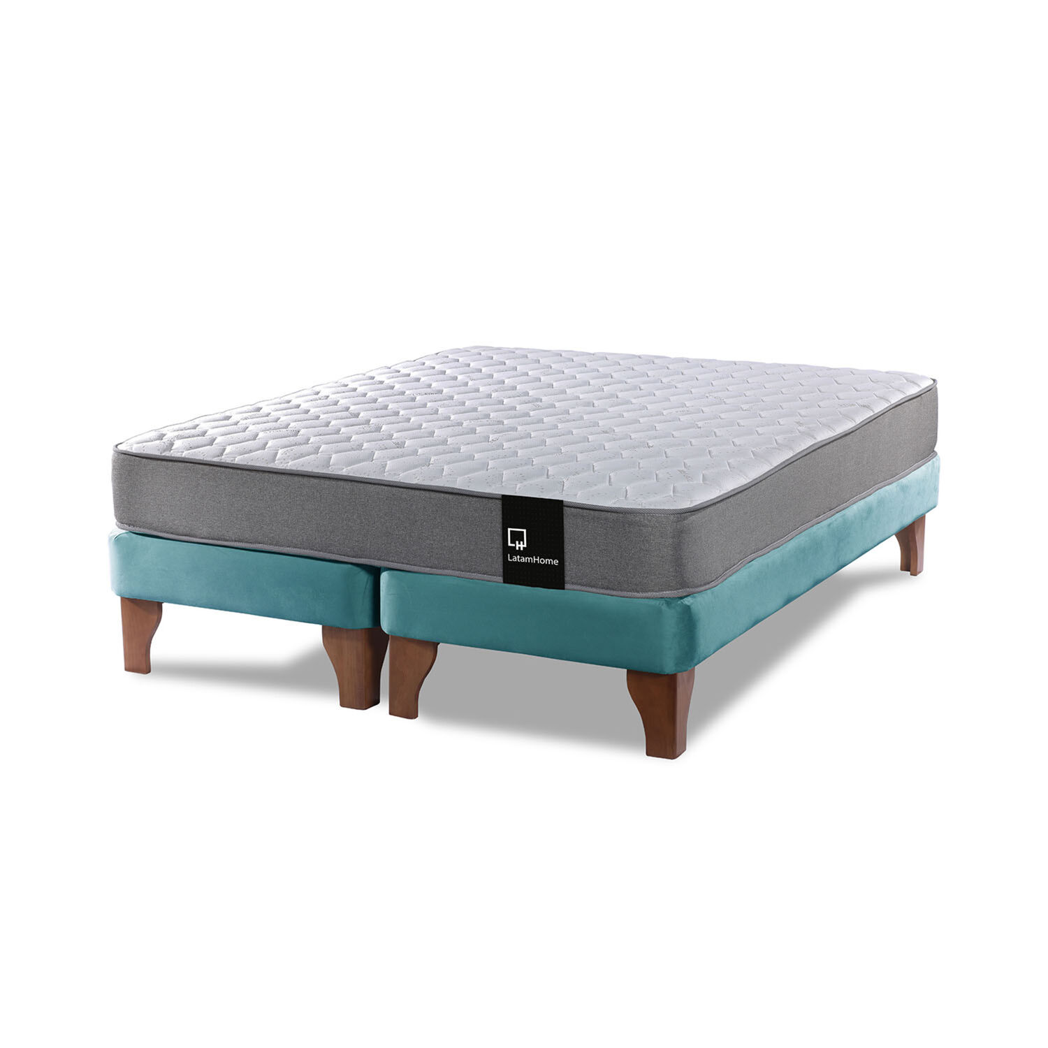 Cama Europea Zen Best Tela Velvet Turquesa 2 Plazas image number 1.0