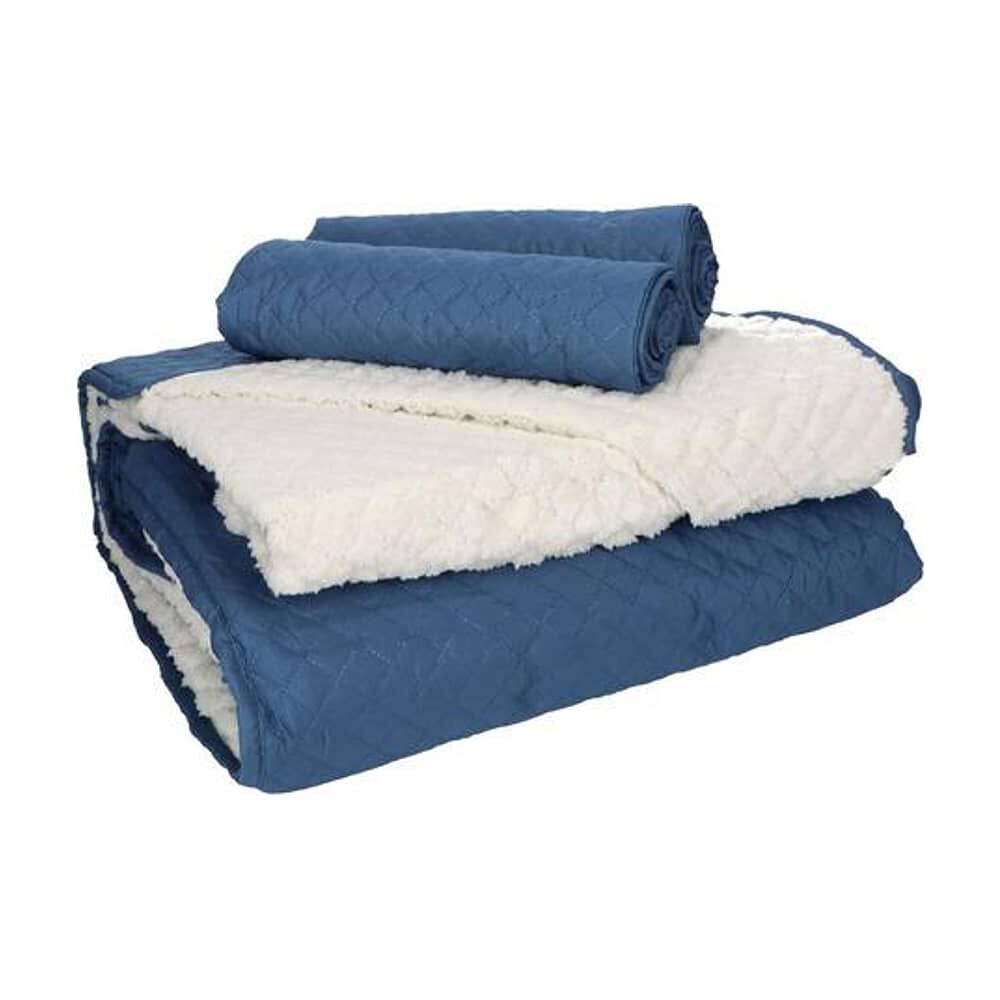 Quilt Andes Sherpa Liso Azul 2 Plazas image number 1.0