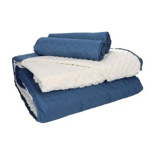Quilt Andes Sherpa Liso Azul 2 Plazas
