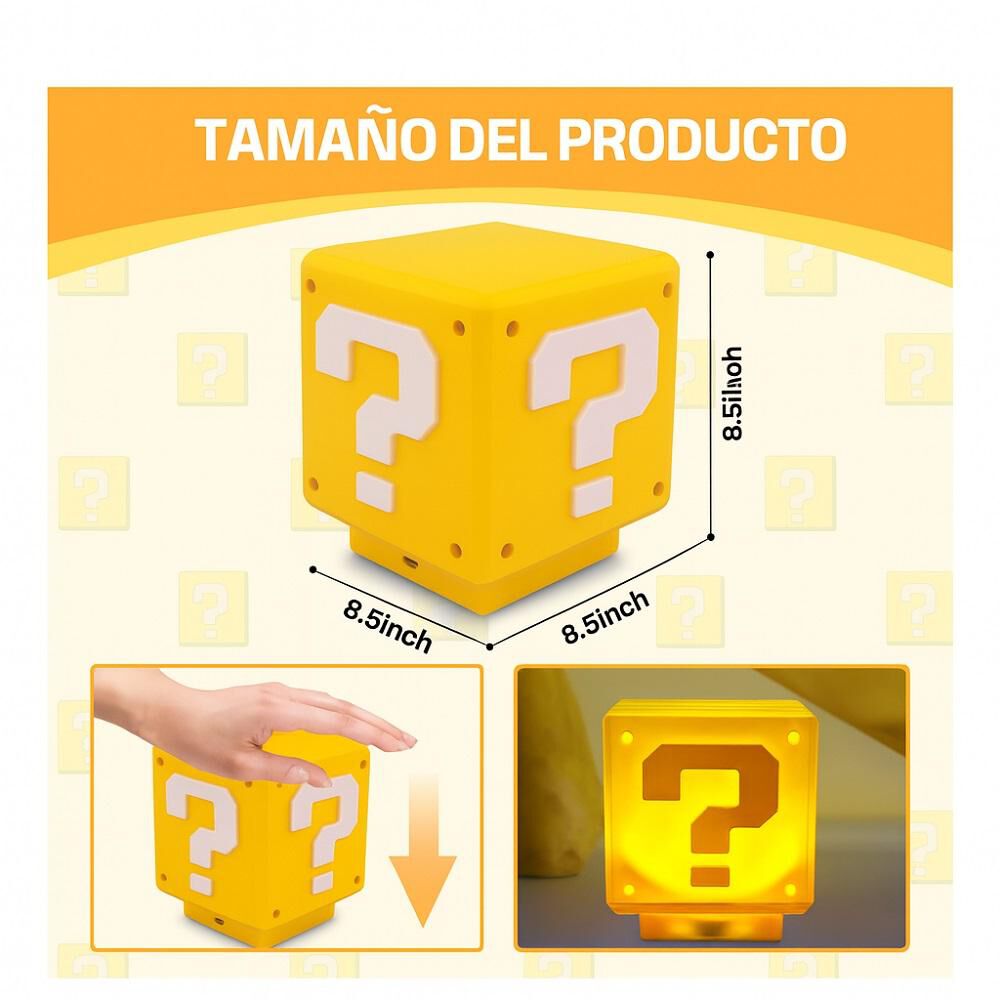 Lámpara Luces Mario Bros Nintendo Cubo Led Gamer Con Sonido image number 3.0