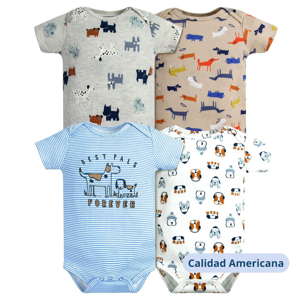 Pack 4 Bodys Niño Manga Corta Tedmimak 100% Algodón Cachorros Coloridos image number 3.0