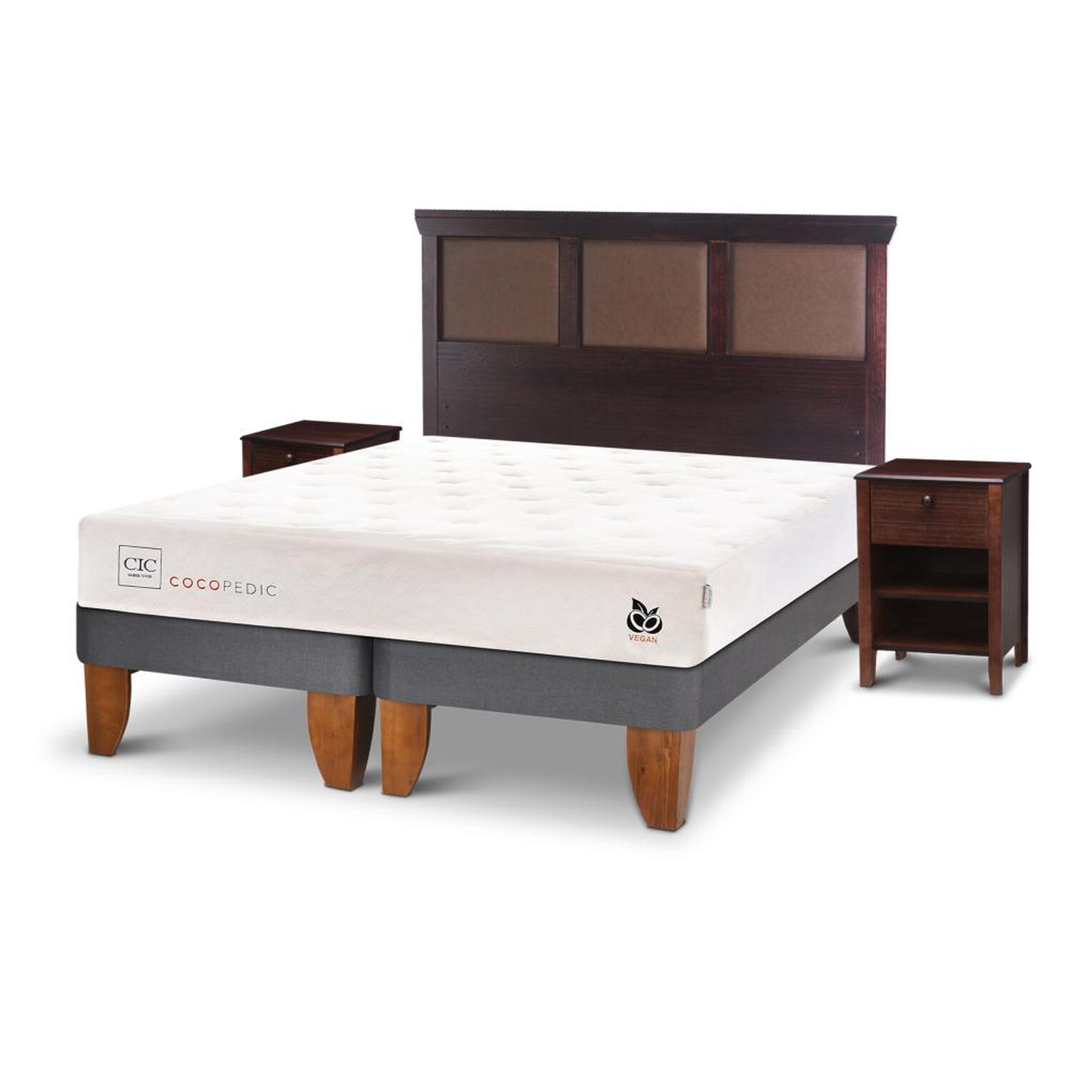 Cama Europea Cic Cocopedic / King / Base Dividida + Set De Maderas image number 1.0
