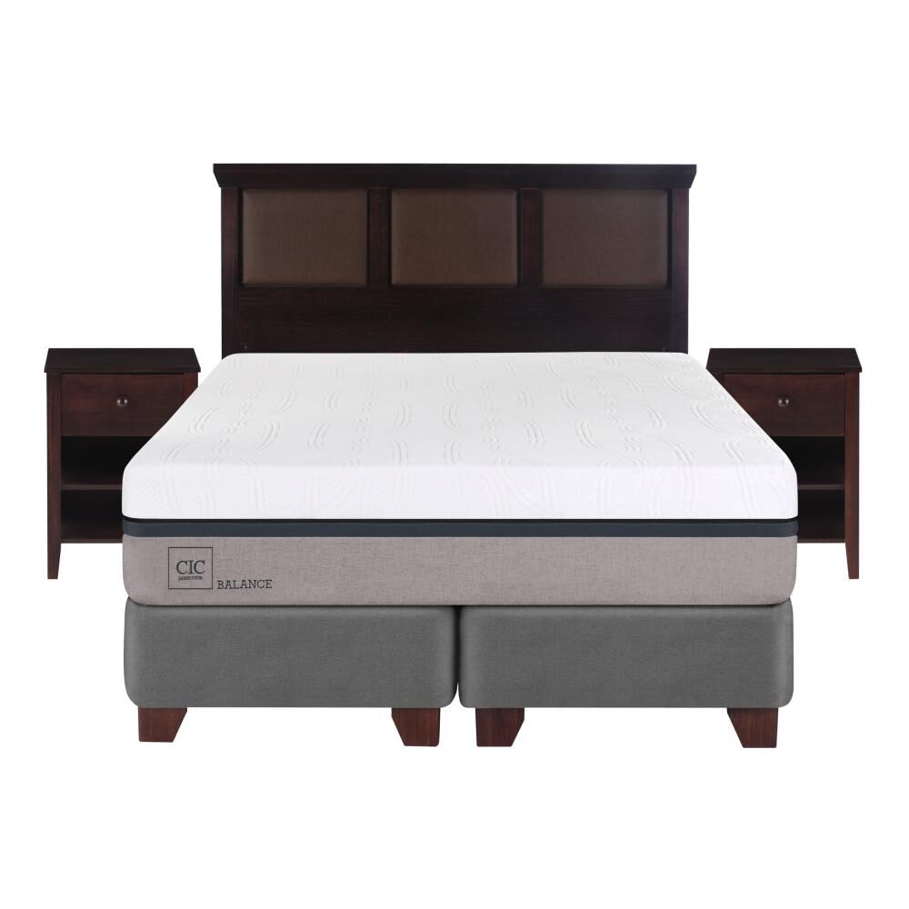 Box Spring Cic Balance / 2 Plazas / Base Dividida  + Set De Maderas image number 0.0
