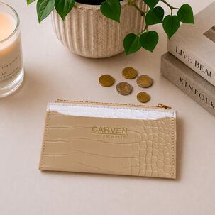 Billetera Tarjetero Mujer Con Monedero Zoe Caf&eacute; Claro Carven