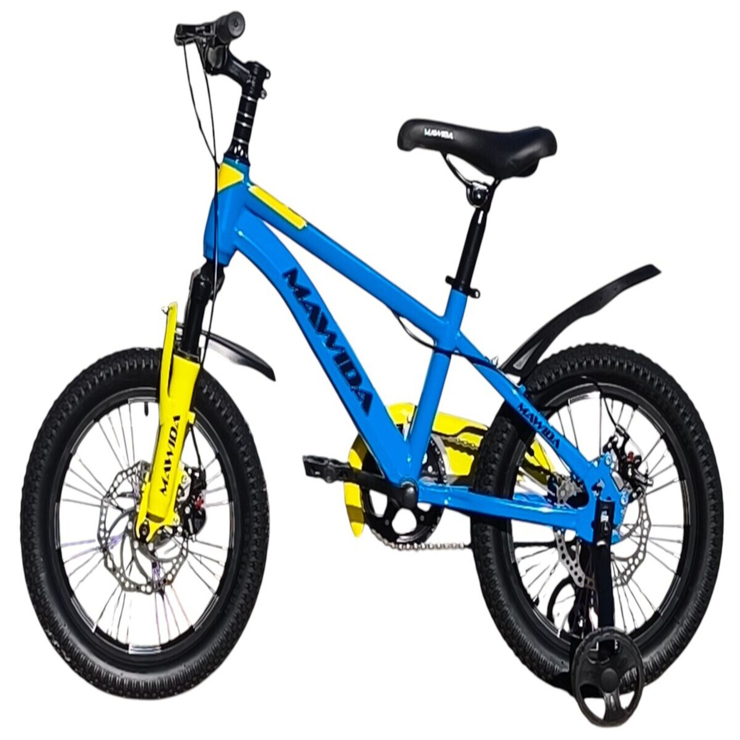 Bicicleta Aro 16 Mawida Con Freno Disco Azul Amarillo image number 3.0