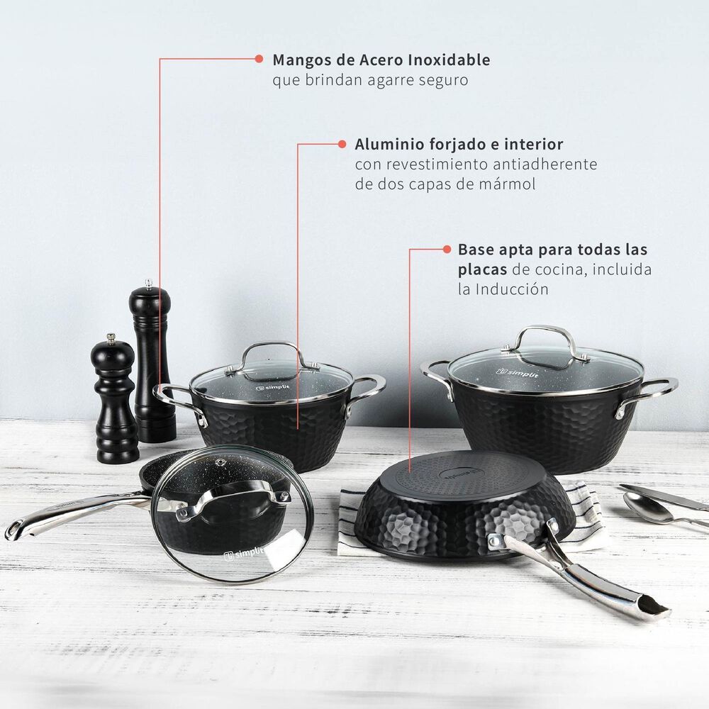 Bater&iacute;a De Cocina Antiadherente Black Copper 7 Pzs Simplit image number 3.0