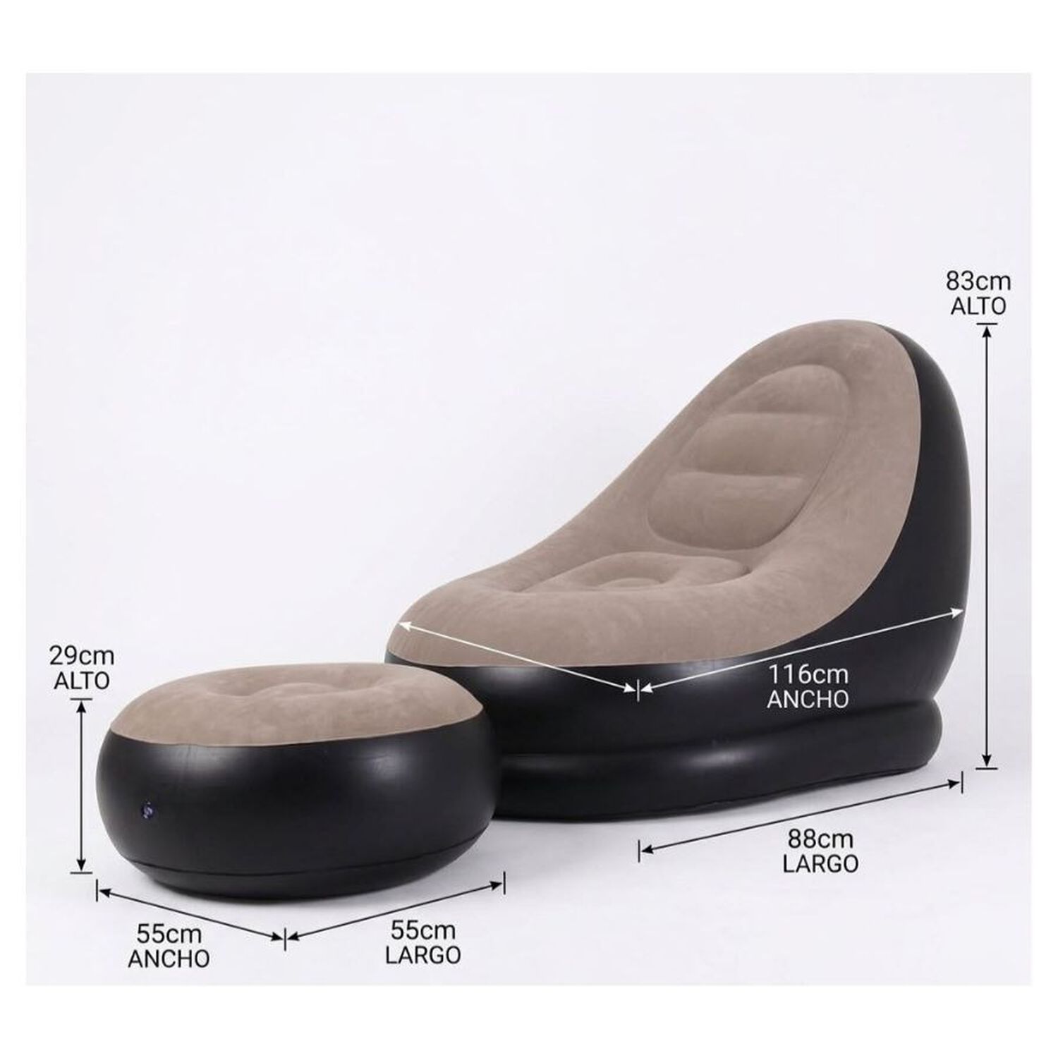 Sofa Con Reposa Pies Inflable Puff Sillon Portatil image number 2.0