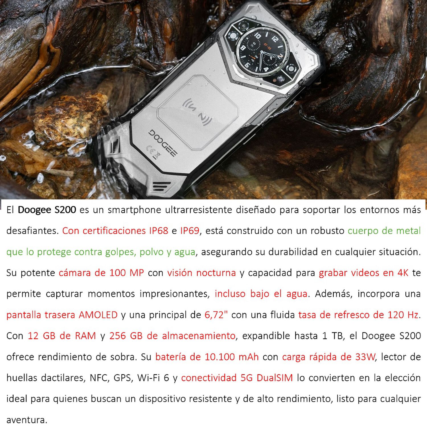 Doogee S200 - Smartphone Ultrarresistente, 100 Mp, 12gb+256gb, 10.100mah image number 1.0