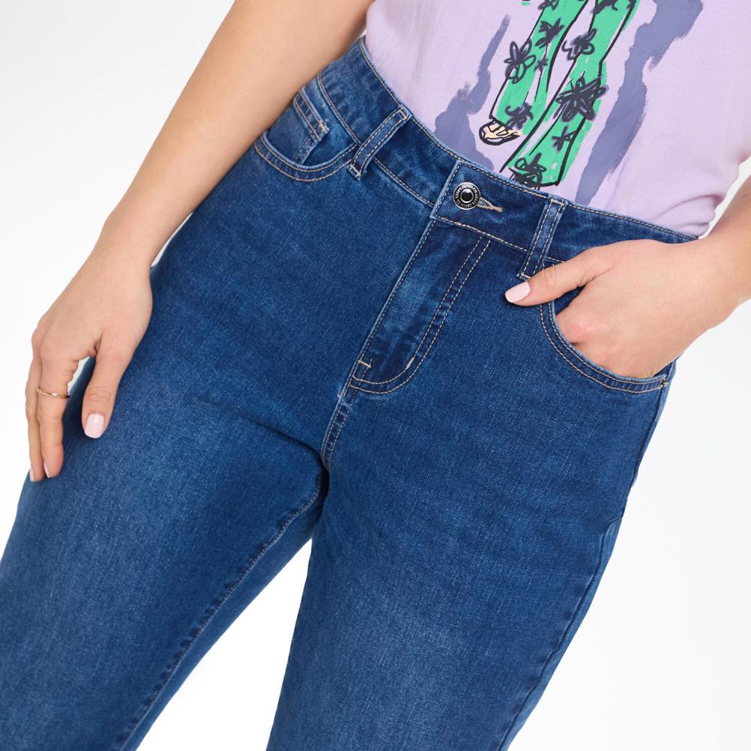 Jeans Cl&aacute;sico Tiro Medio Regular Mujer Geeps image number 4.0