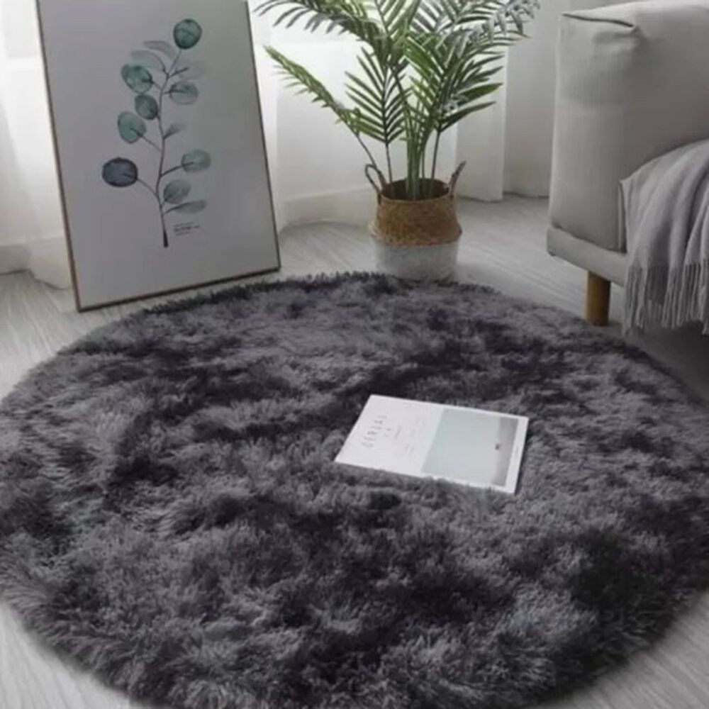 Alfombra Redonda Peluda Gris image number 1.0