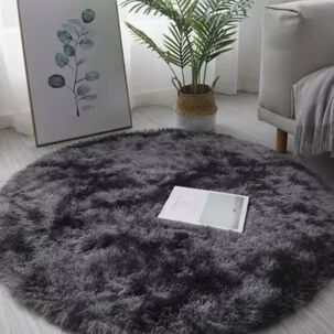Alfombra Redonda Peluda Gris