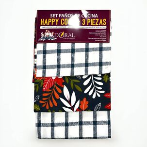 Set 3 Pa&ntilde;os De Cocina Happy Cook Azul