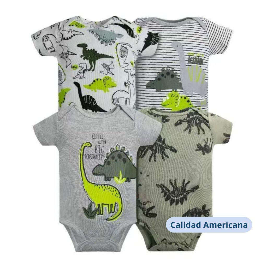 Pack 4 Bodys Ni&ntilde;o Manga Corta Tedmimak 100% Algod&oacute;n Dinosaurios Animados image number 3.0