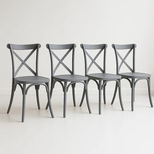 Pack 4 Sillas De Terraza O Comedor Crossback Danubio - Gris