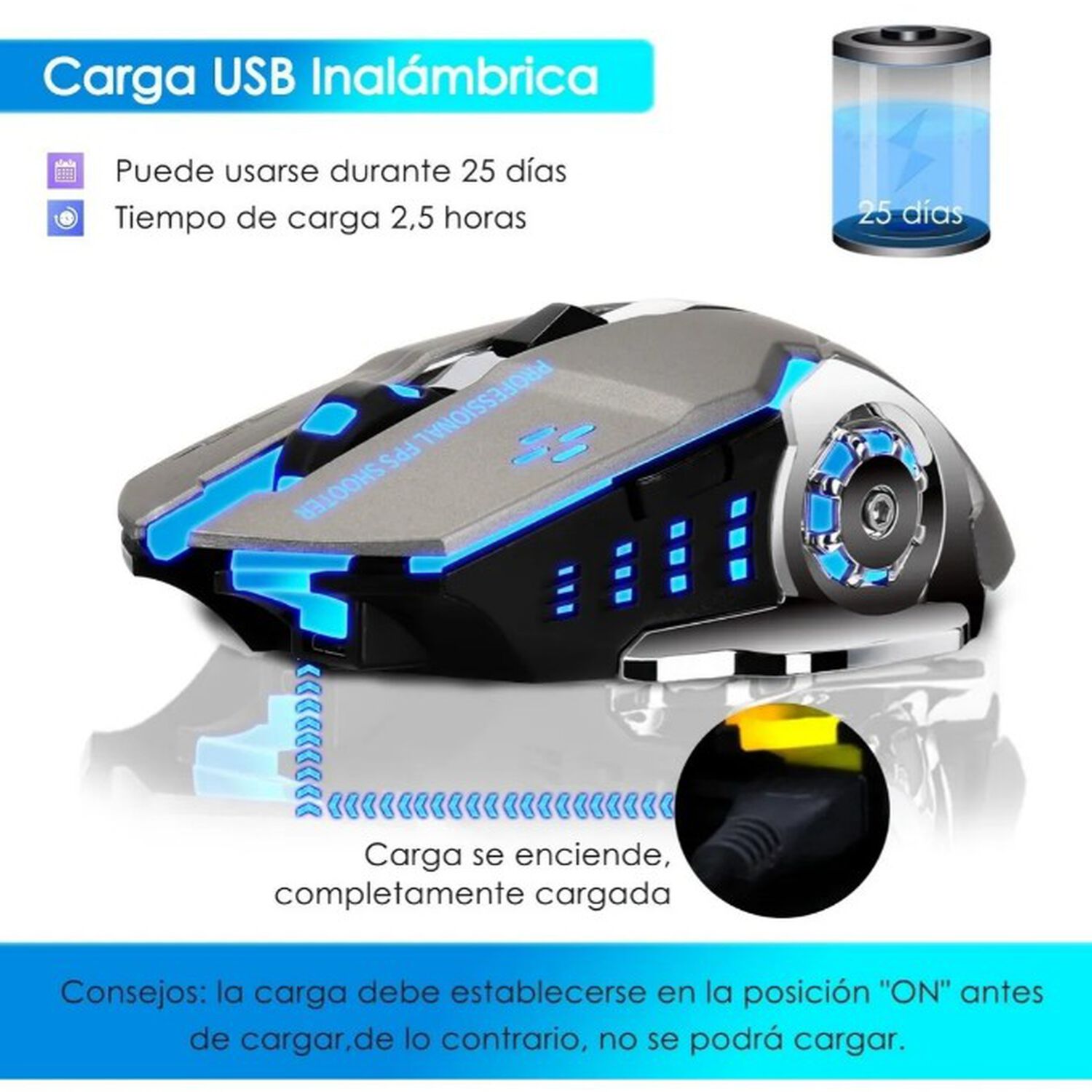 Mouse Gamer Inal&aacute;mbrico Silencioso image number 1.0