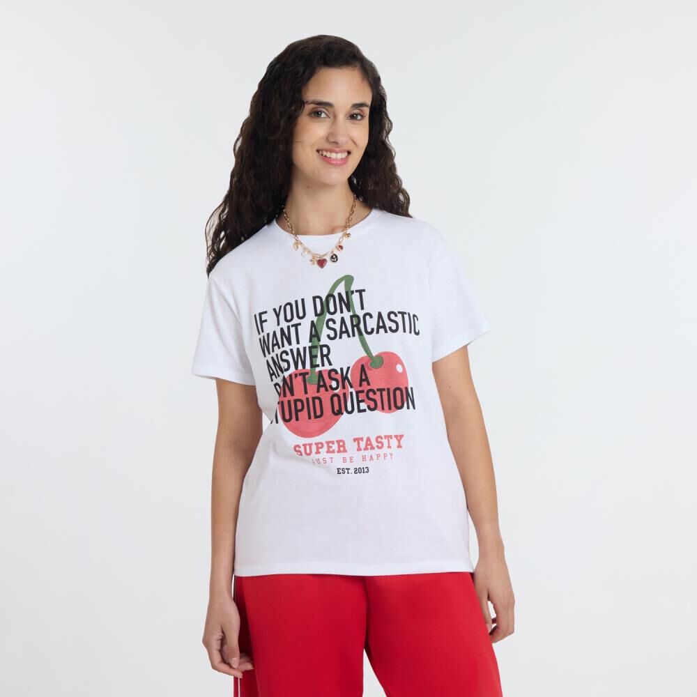 Polera Print Moda Manga Corta Cuello Redondo Mujer Freedom image number 0.0