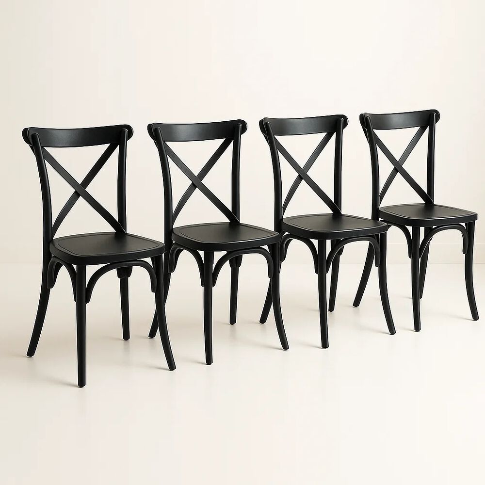 Pack 4 Sillas De Terraza O Comedor Crossback Danubio - Negra image number 0.0