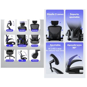 Silla De Escritorio Gris Con Apoya Cabeza W901 By Lubabycas