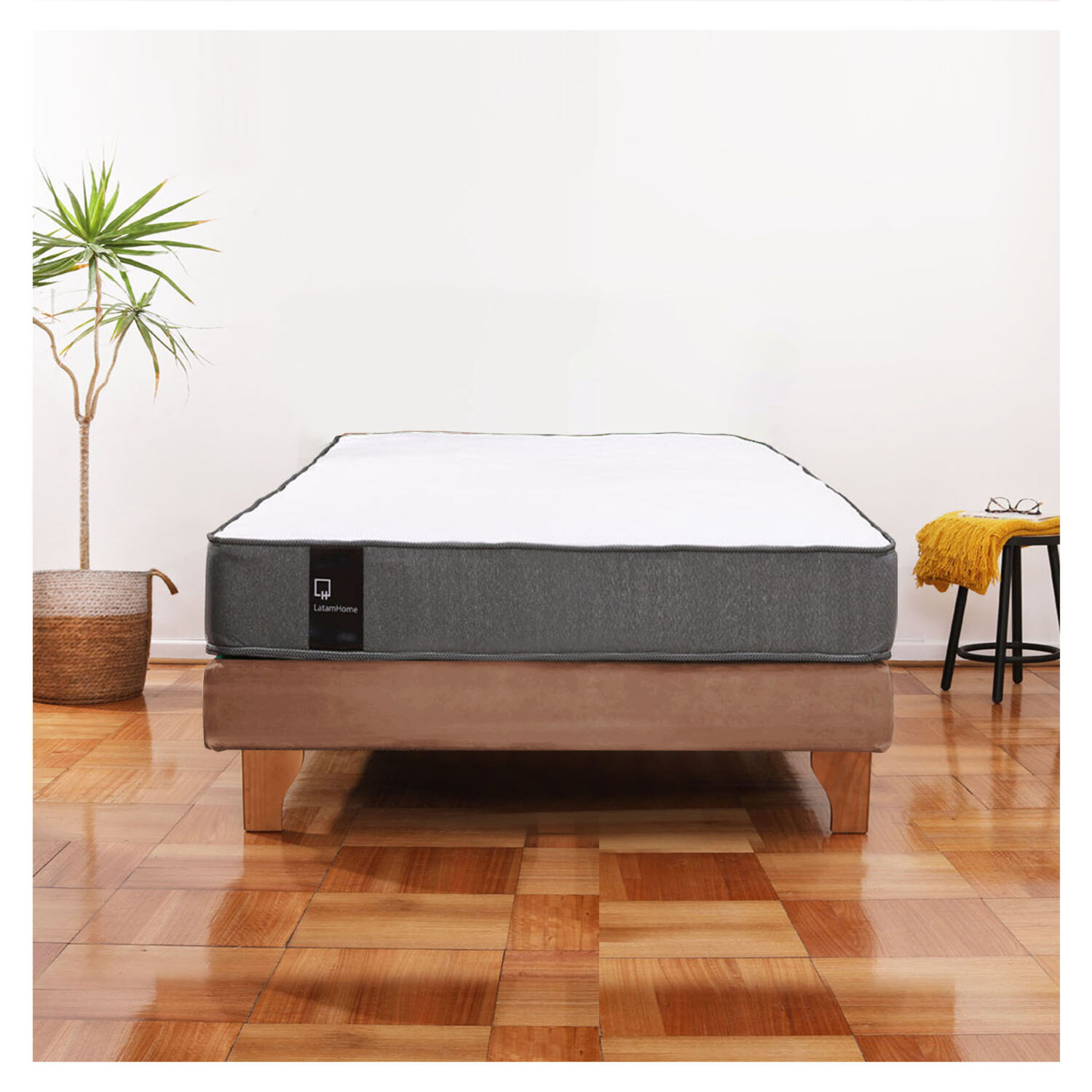 Cama Europea Zen Best 1.5 Plaza Tela Velvet Beige image number 0.0