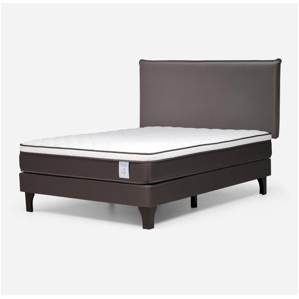 Cama Europea Rosen New Style 4 Plus / 2 Plazas / Base Normal  + Respaldo Maurice Chocolate image number 1.0