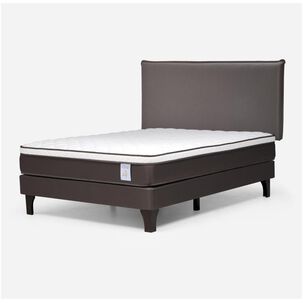 Cama Europea Rosen New Style 4 Plus / 2 Plazas / Base Normal  + Respaldo Maurice Chocolate