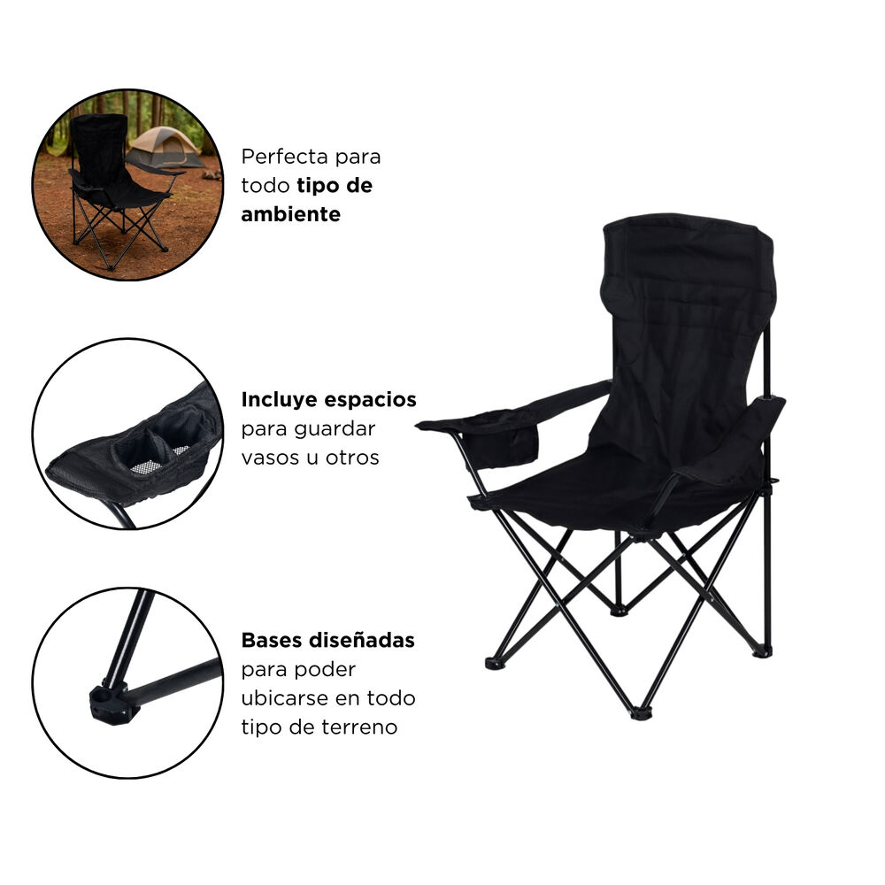 Silla Plegable Camping Llanquihue Negro image number 3.0