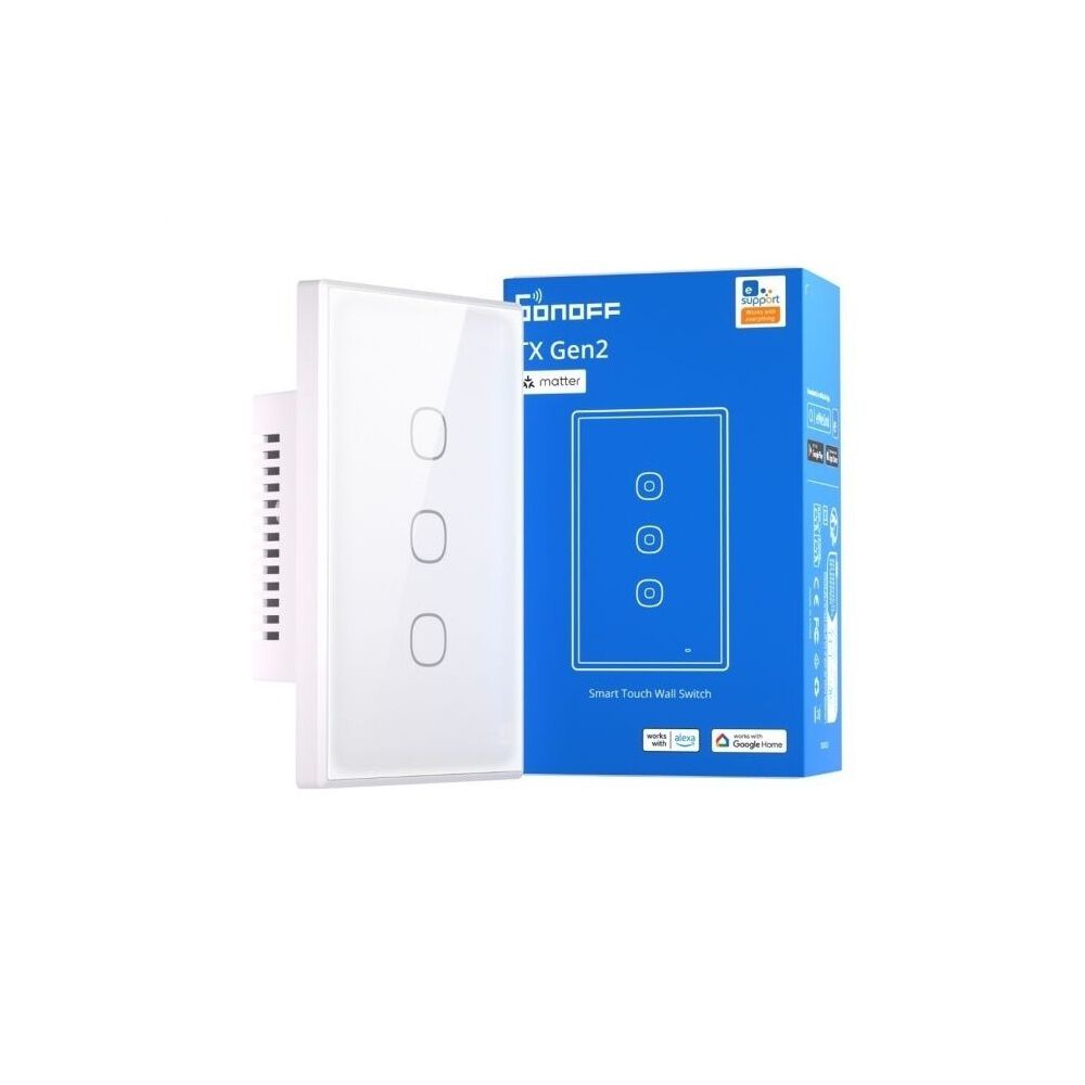 Interruptor Wifi Touch Sonoff Txgen2 De 3 Canales Con Matter image number 1.0