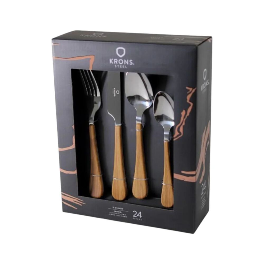 Set Cubiertos 24 Piezas Design Wood Diseño Madera image number 0.0