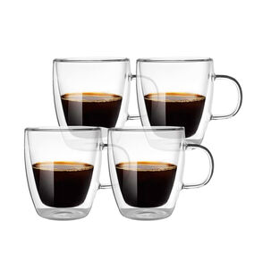 Set 4 Tazas De Vidrio Doble Pared 350 Ml Simplit