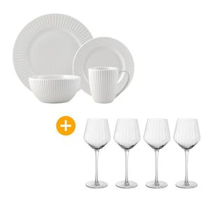 Juego De Vajilla Azhome Zara / 16 Piezas + Set De Copas Atelier Selenita / 4 Piezas