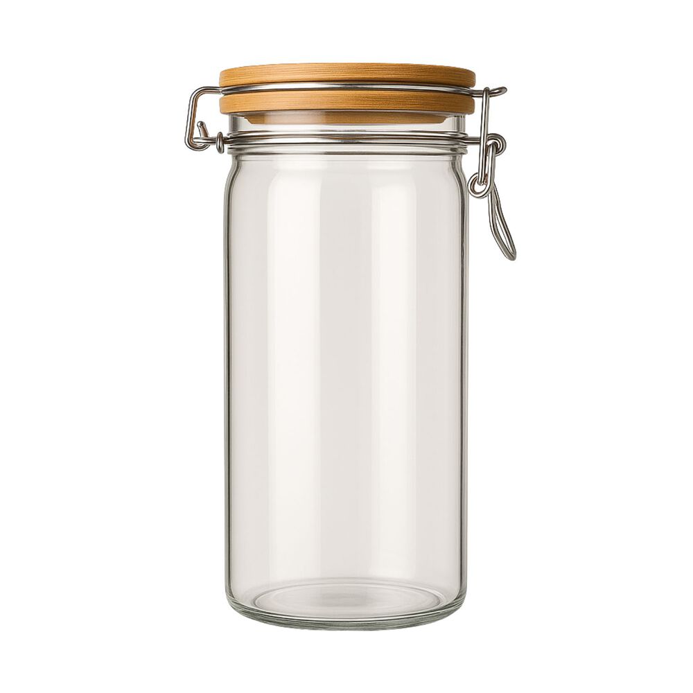 Frasco Tarro Hermetico De Vidrio 700ml Con Tapa De Bambu image number 0.0