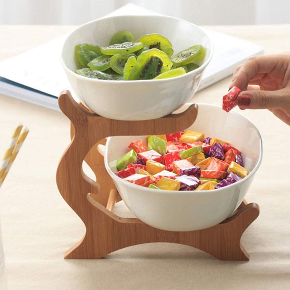 Frutera Cer&aacute;mica / Madera 2 Niveles 22cm image number 5.0