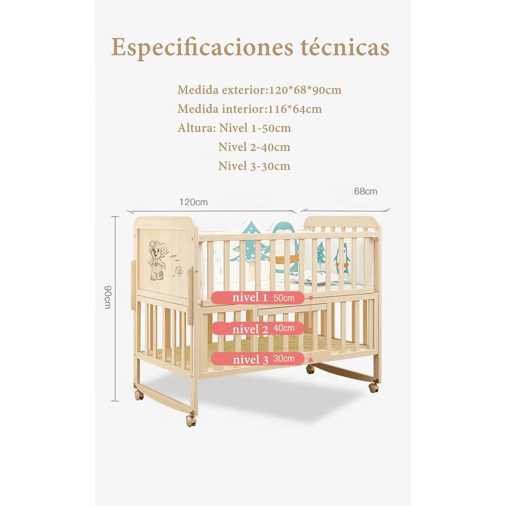 Cuna Colecho Madera Pack&play Lubabycas Con Mudador image number 3.0