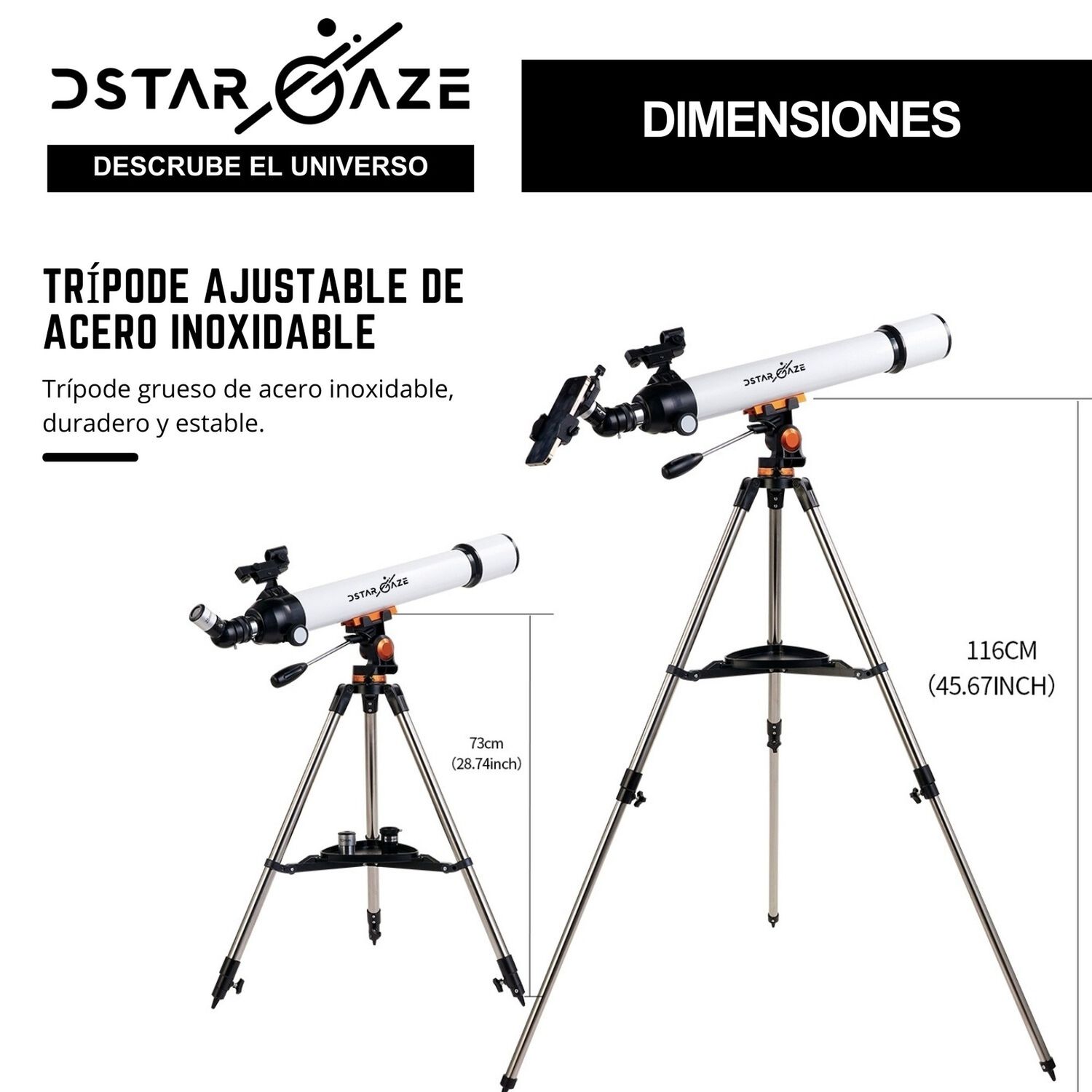 Telescopio Astron&oacute;mico Profesional Monocular 70070m image number 2.0