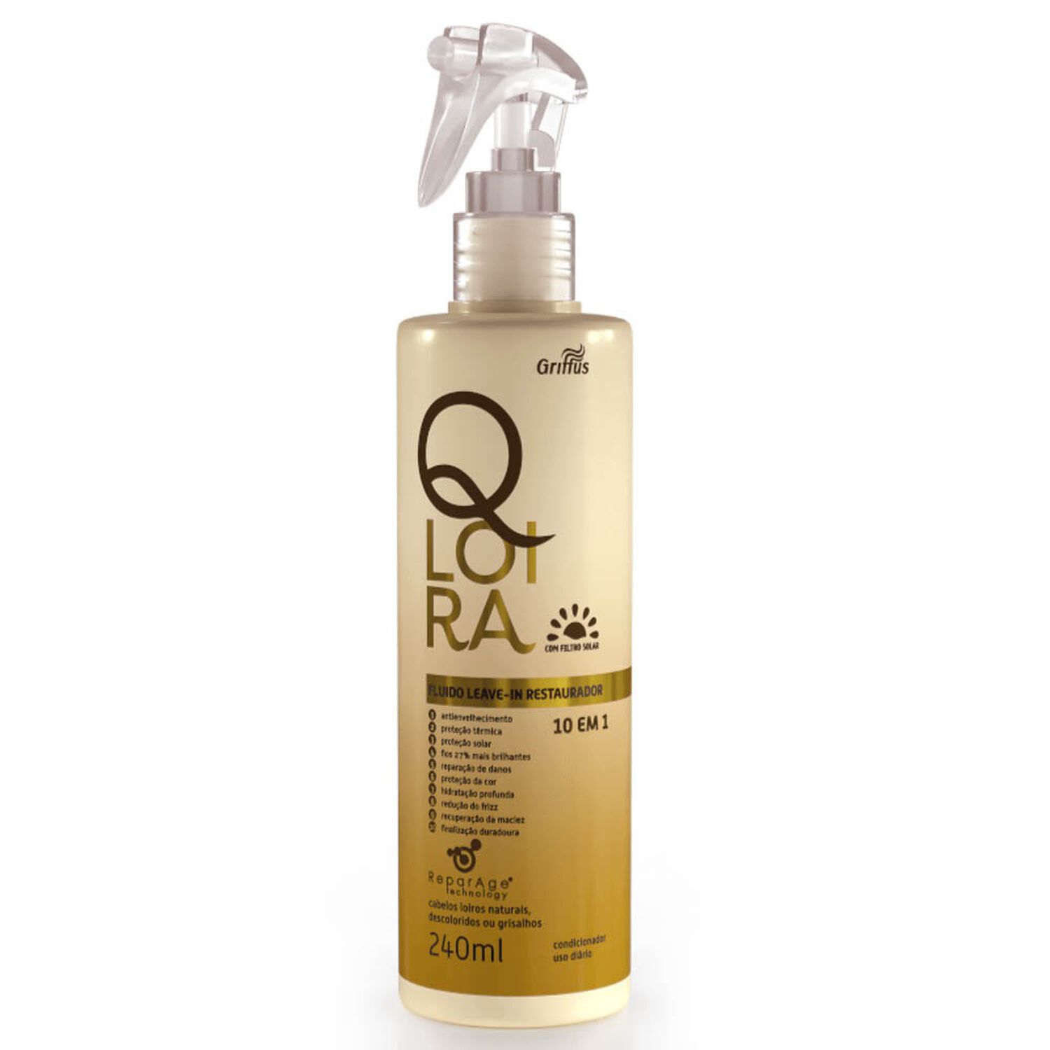 Leave-in Acondicionador Q Loira Restaurador 240ml Griffus image number 0.0
