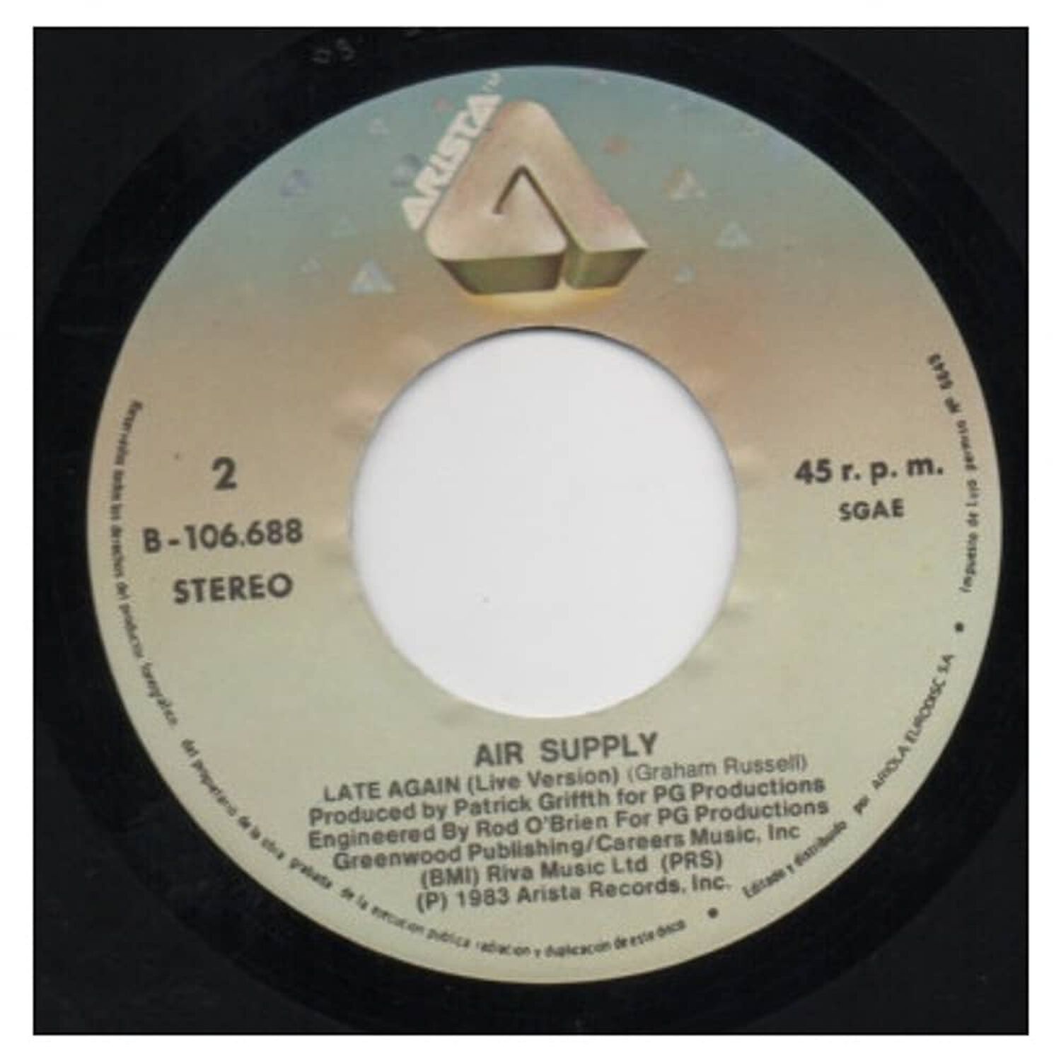 Air Supply - Making Love Out Of Nothing At All | 7" Single Vinilo Usado image number 3.0