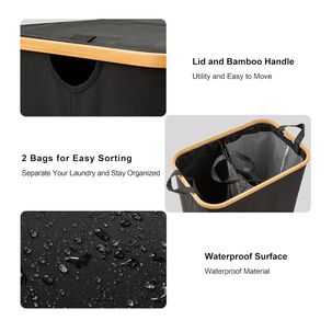 Cesto Para Ropa 2 Compartimentos Negro