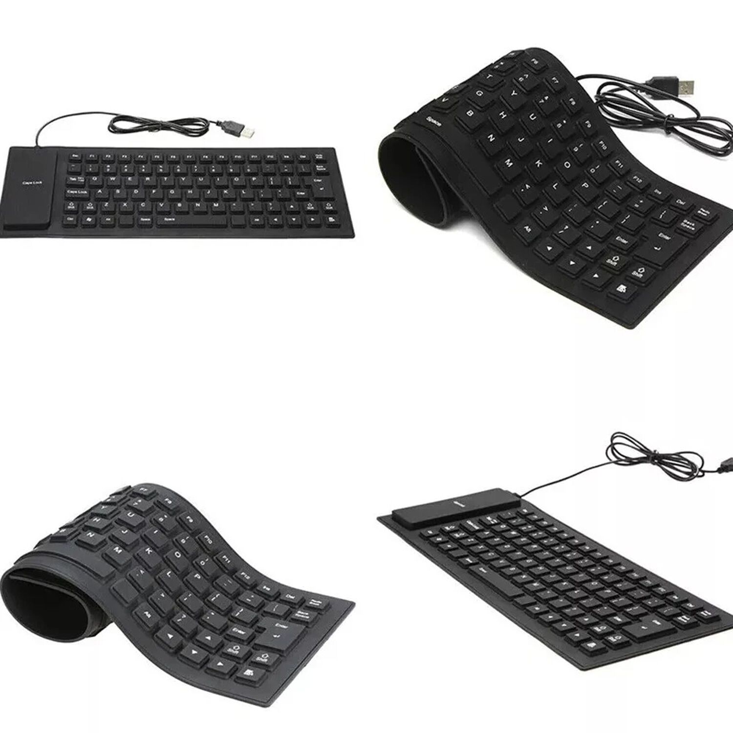 Teclado Flexible Para Viajes Compacto Espacio Reducido Portable Impermeable De Silicona image number 3.0