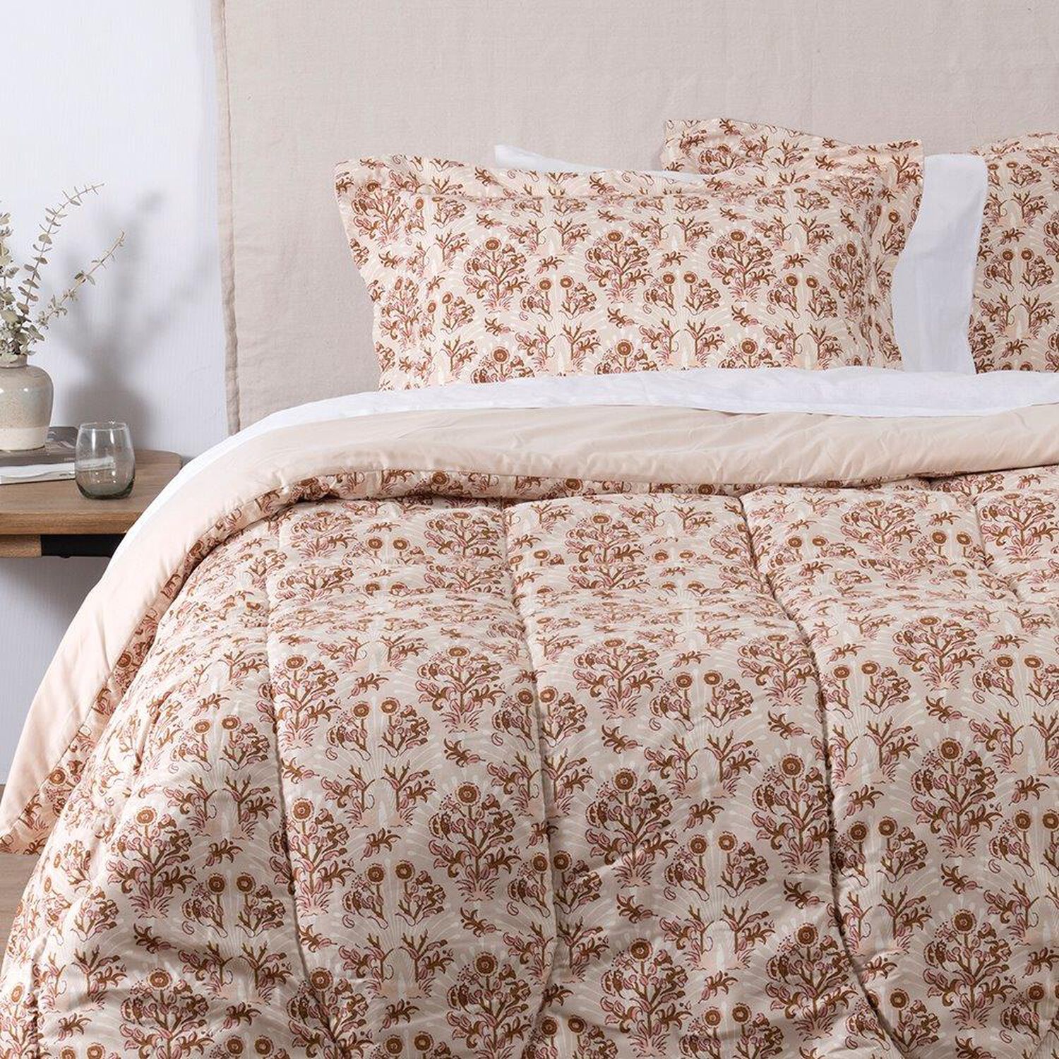 Plumon Estampado Hatha 2 Plazas Rosa image number 1.0