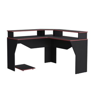Escritorio Gamer Fm-046n - Negro Canto Rojo