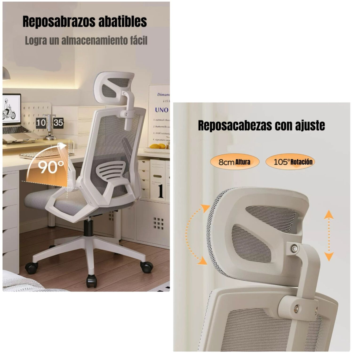 Silla Escritorio Oficina Reposacabezas Reclinable Exo Negra image number 4.0