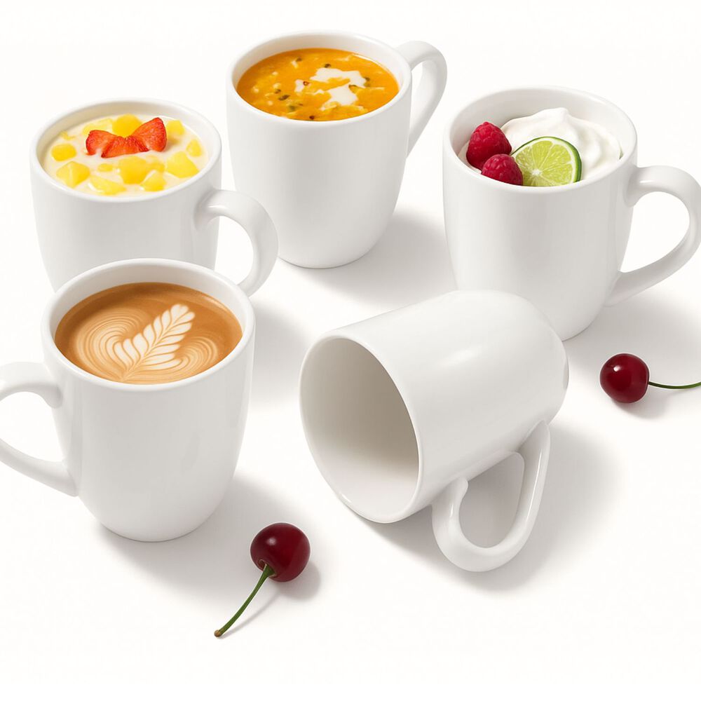 Set 6 Tazas Mug De Ceramica Blanco Bullet 325ml Hallen image number 2.0
