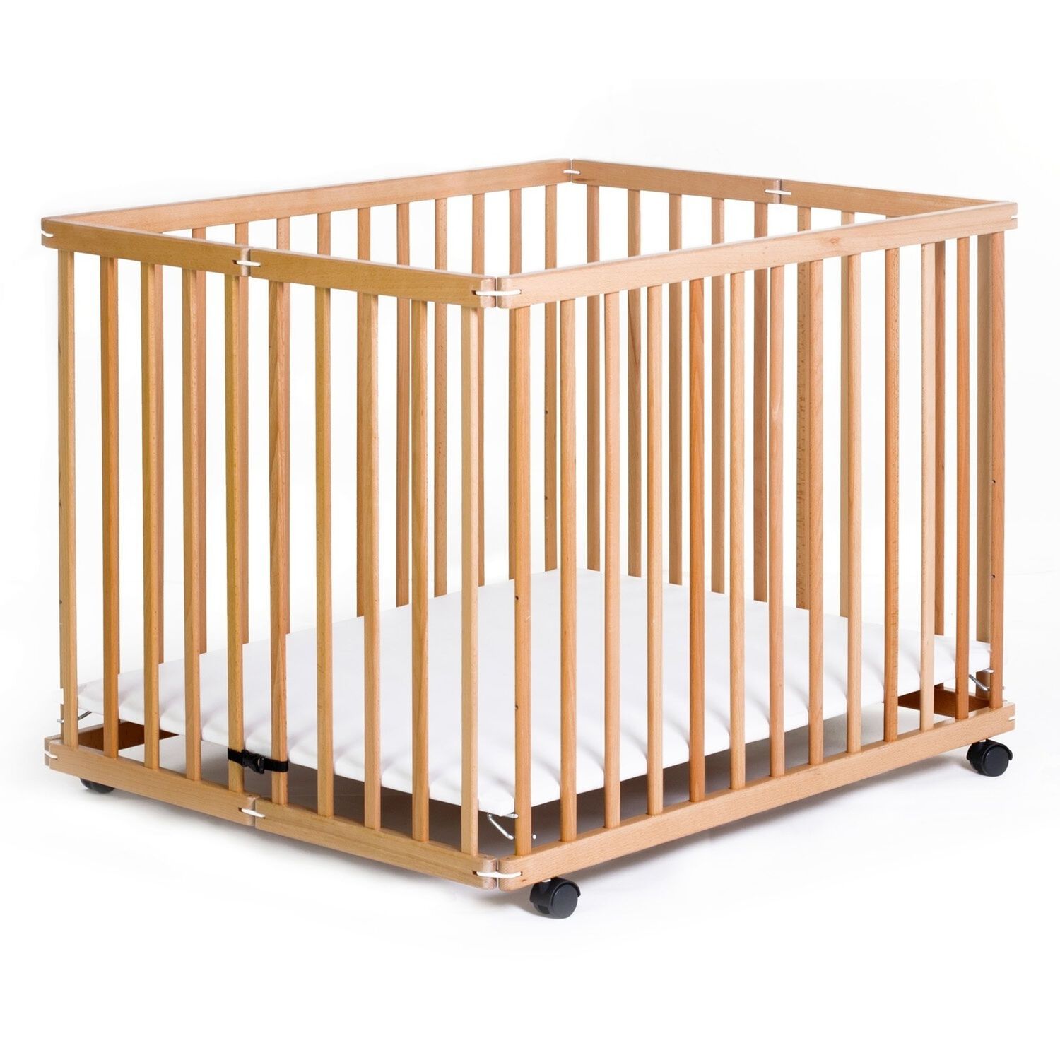 Corral Cuna 2 En 1 Altura Ajustable En Madera Happy Dino image number 0.0