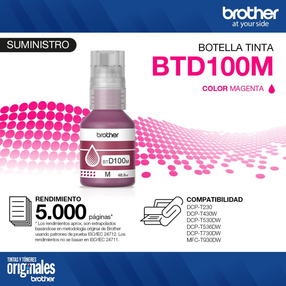 Tinta Brother BTD100M Magenta image number 5.0