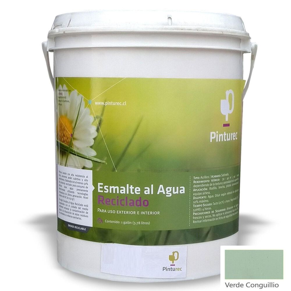 Esmalte Al Agua Reciclado Pinturec Satinado Verde Conguillío 1g image number 0.0