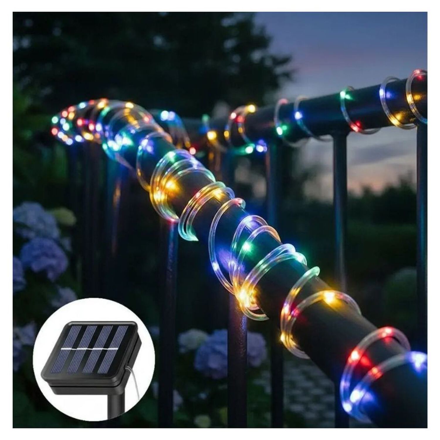 Manguera Luces Led Solar Exterior Jard&iacute;n Decoraci&oacute;n Multicolor 10m image number 3.0