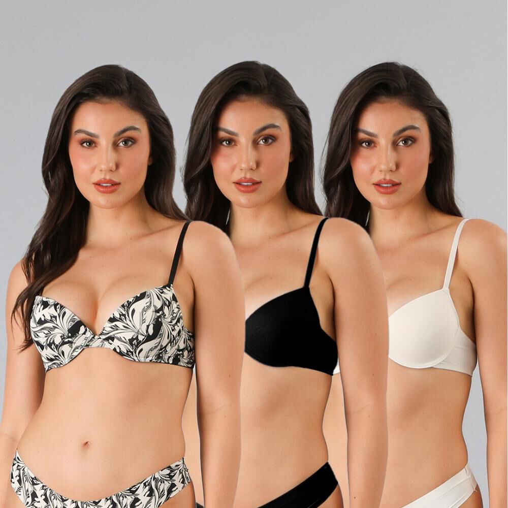 Pack 3x Sosten Balconet Push Up Micro Pr Flores image number 0.0