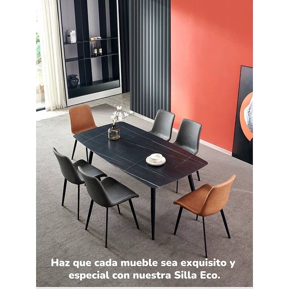 Set 4 Sillas De Comedor Cuero Pu Estilo Italiano Lubabycas image number 5.0