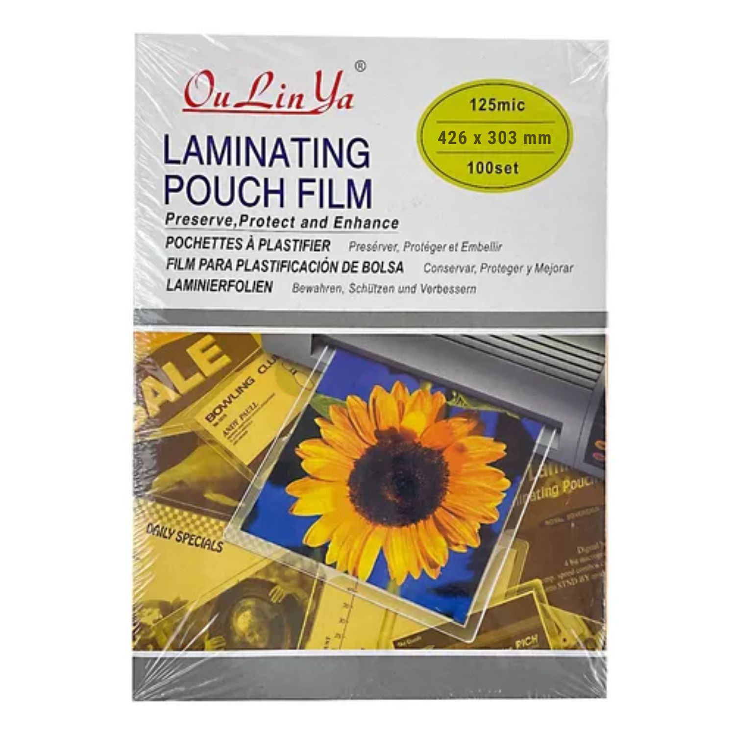 Pack 100 Laminas Termolaminadora 125mic 426x303mm Calidad image number 0.0
