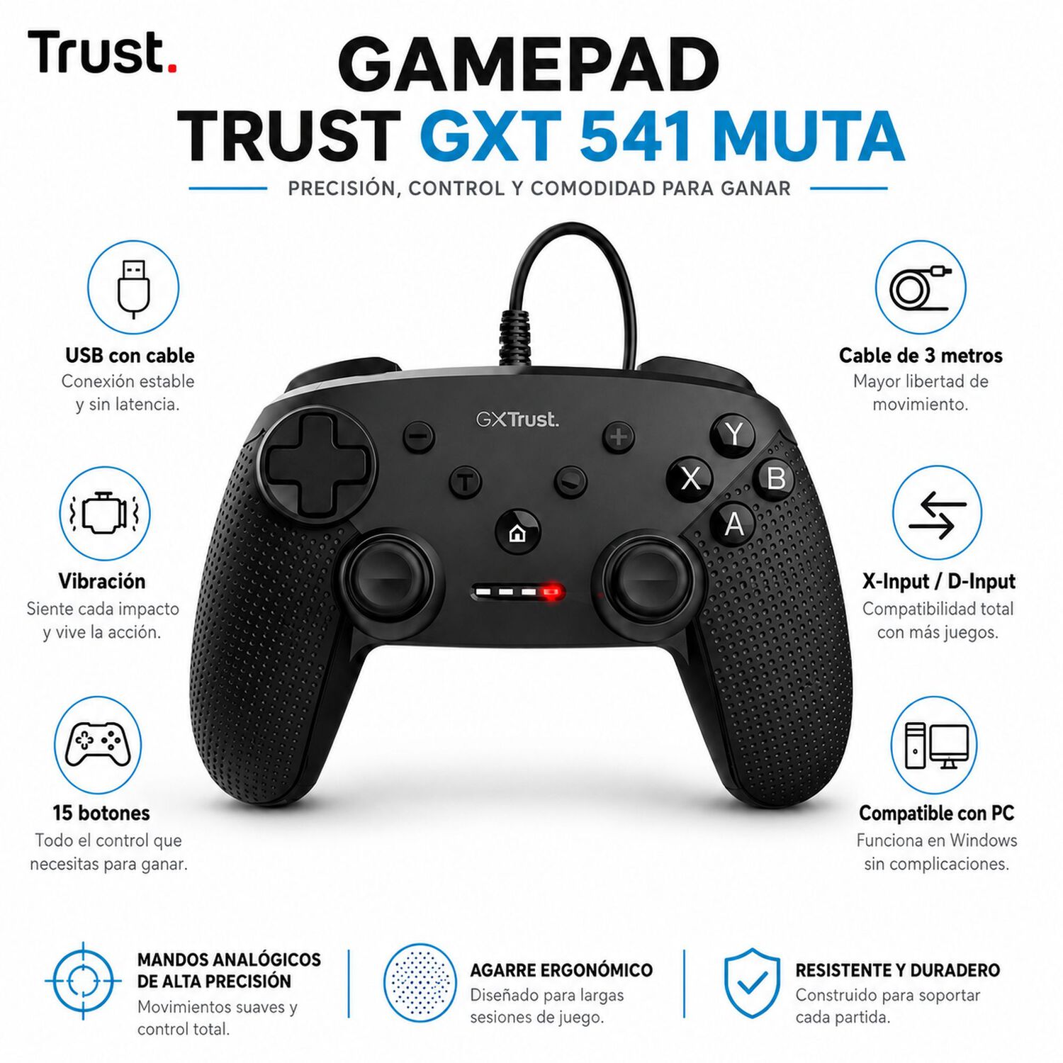 Gempad Inal&aacute;mbrico Trust Gxt Muta Usb Multiplataformas image number 6.0